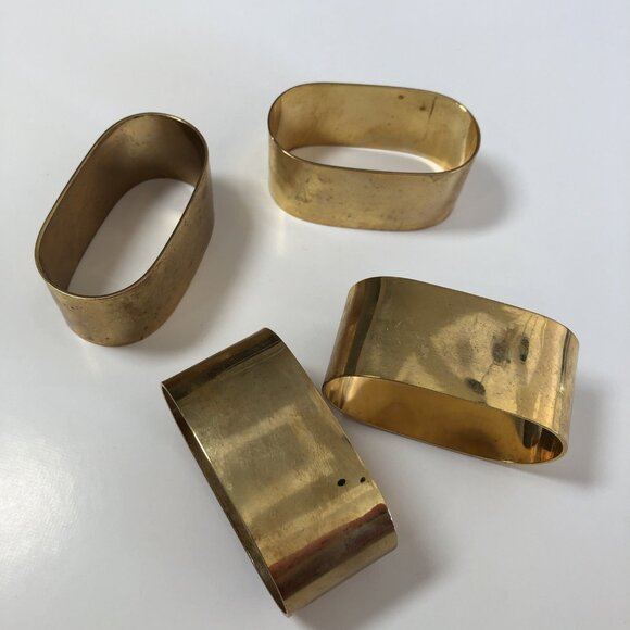 4 Brass Napkin Rings Holders Unpolished Natural Patina X - Picture 9 of 9